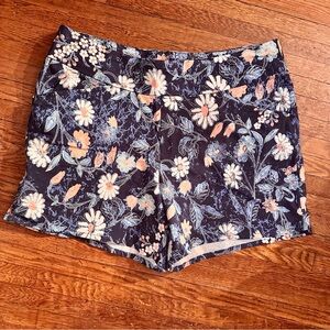 INC International Concepts Mid Rise Stretchy Pull On Floral Blue Shorts 18 2X
